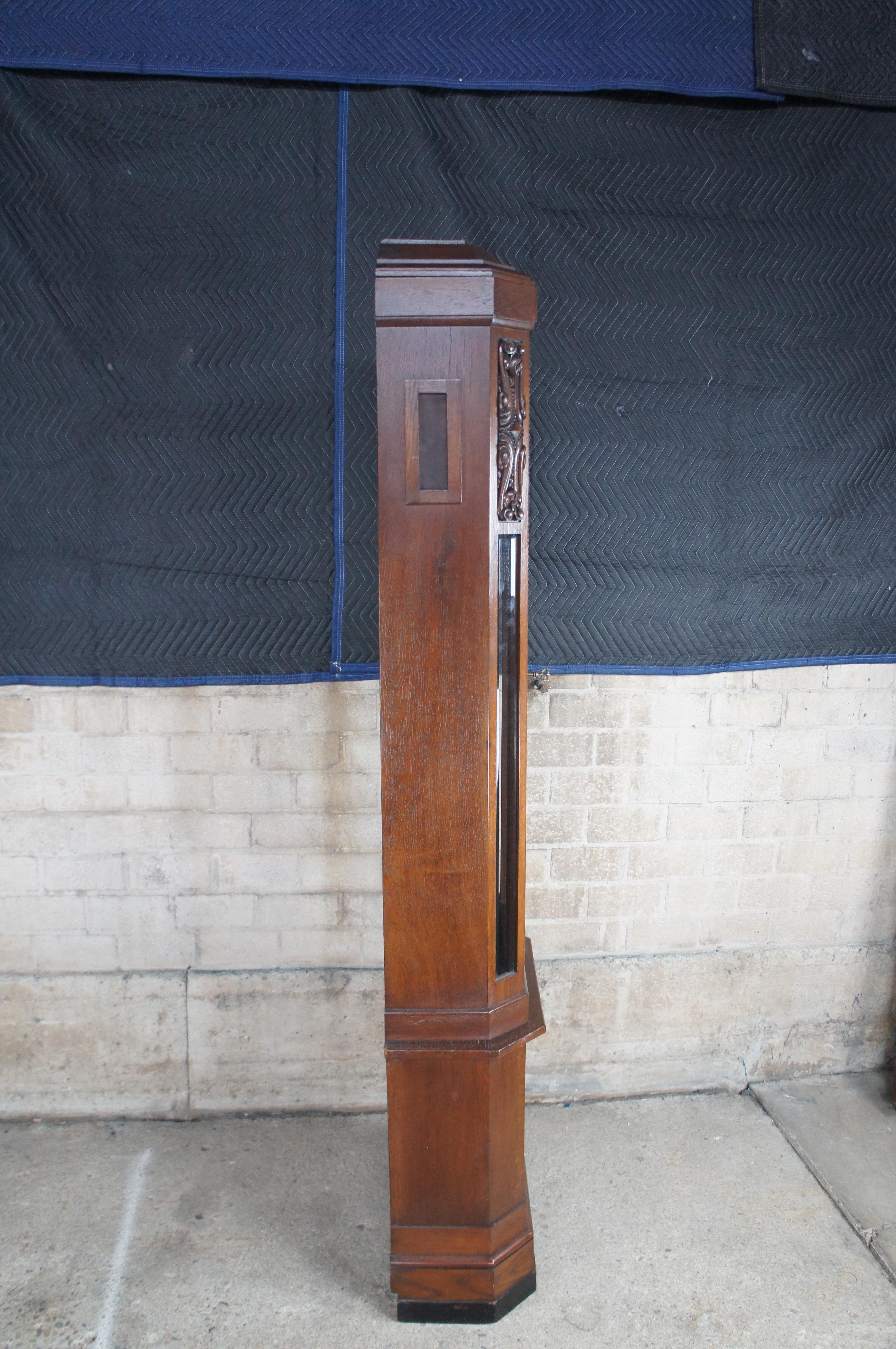 Antike viktorianische deutsche Eiche Messing 2 Gewicht Standuhr 83