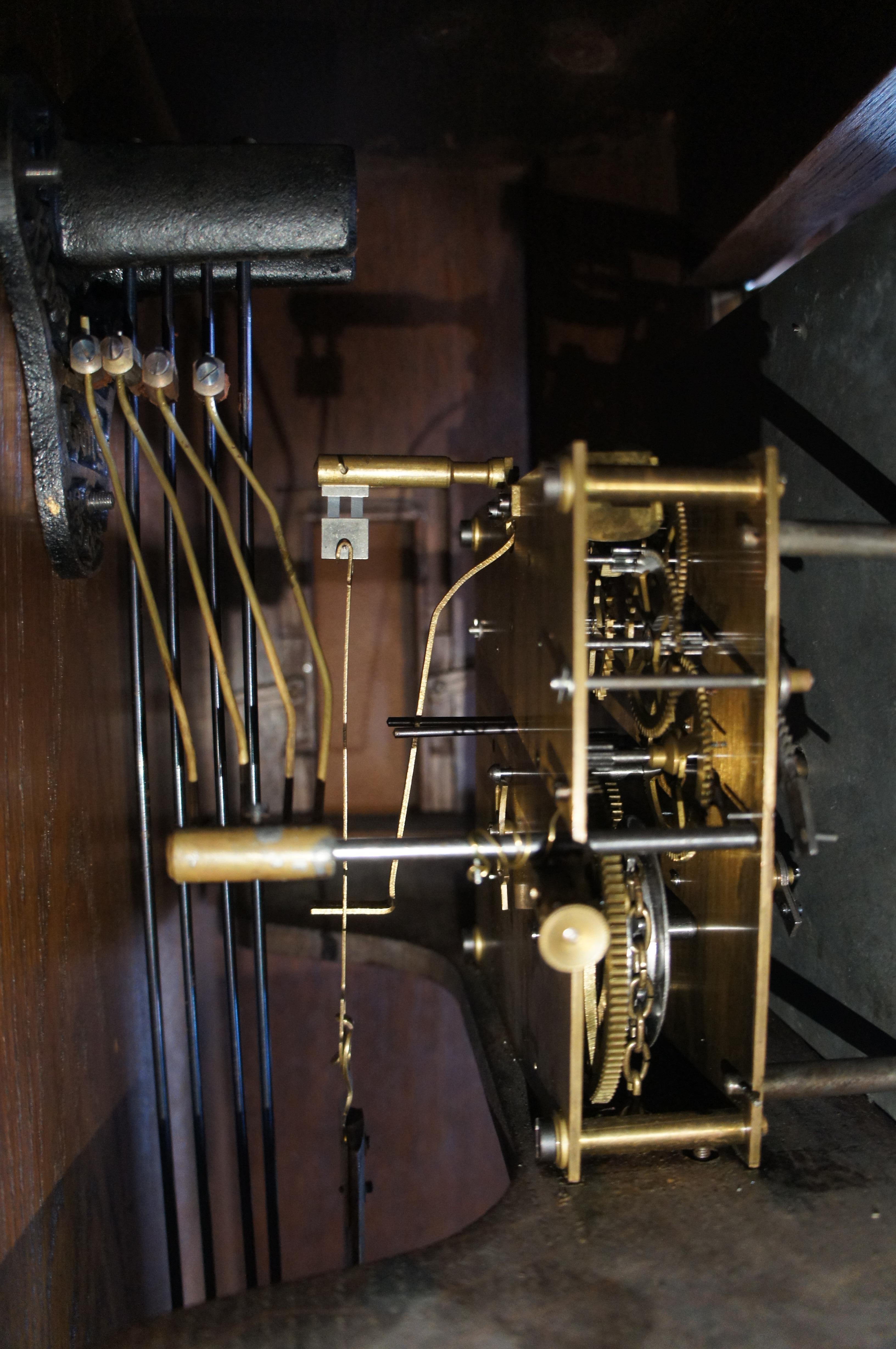 Antike viktorianische deutsche Eiche Messing 2 Gewicht Standuhr 83