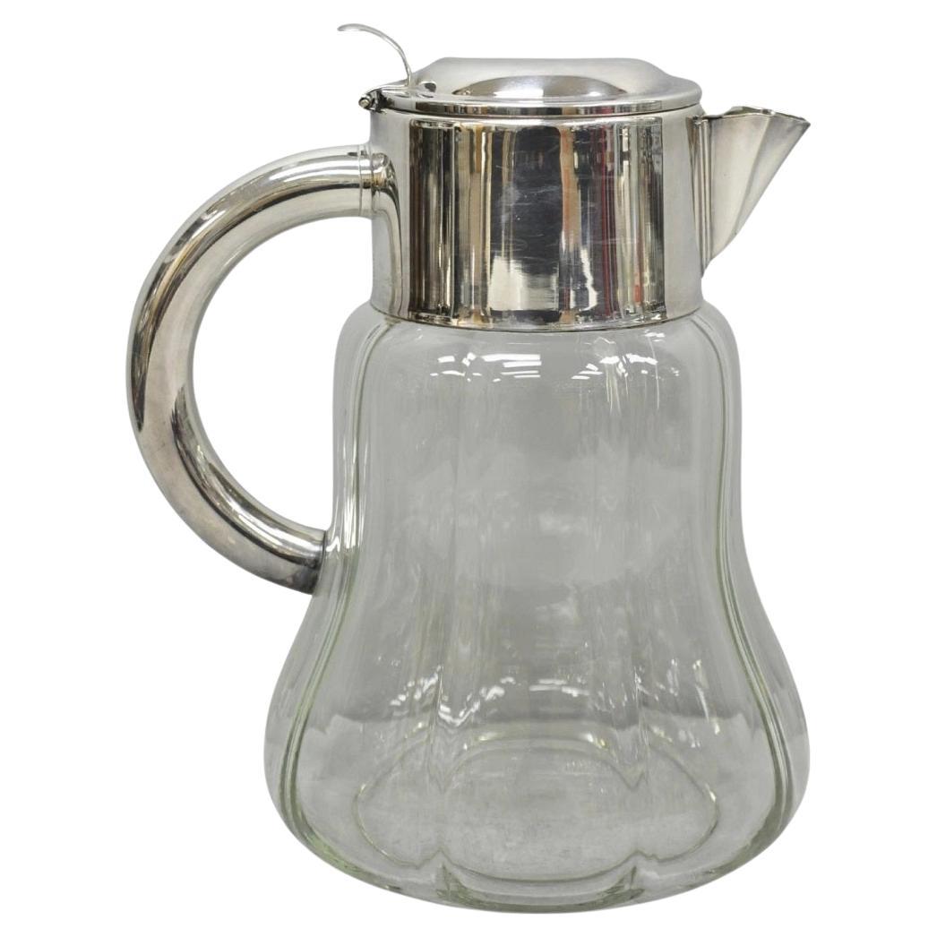 Antique Victorian German Silver Plated Crystal Glass Lemonade Water Pitcher