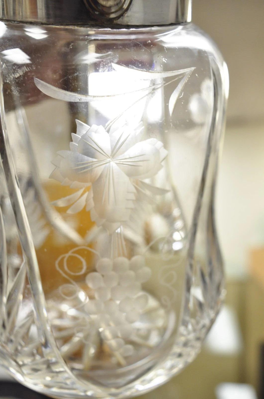 Antique Victorian German Silver Plated Cut Crystal Glass Lemonade Water Pitcher For Sale 8