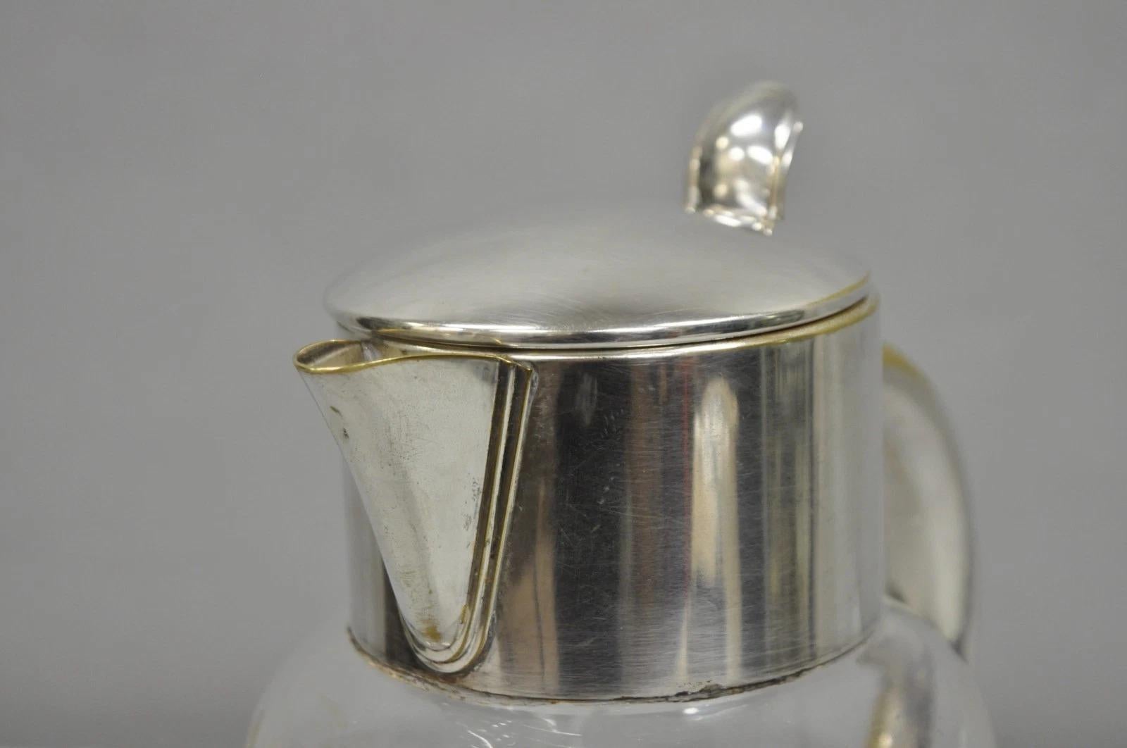 Antique Victorian German Silver Plated Cut Crystal Glass Lemonade Water Pitcher In Good Condition For Sale In Philadelphia, PA