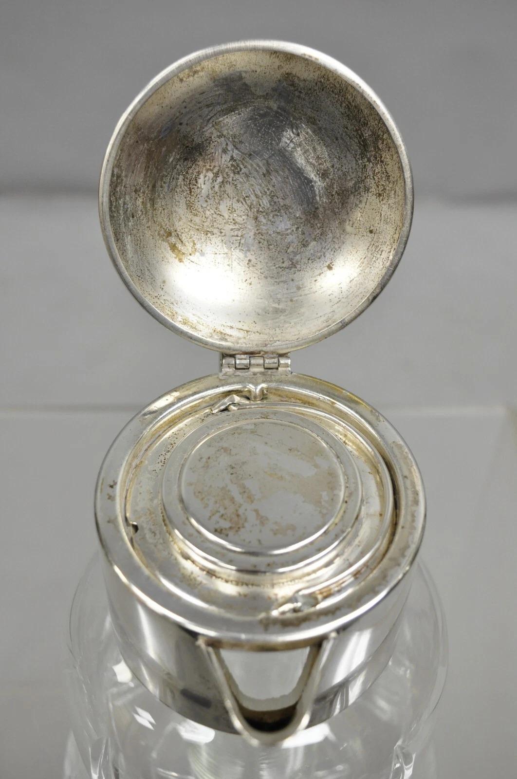 Antique Victorian German Silver Plated Cut Crystal Glass Lemonade Water Pitcher For Sale 2