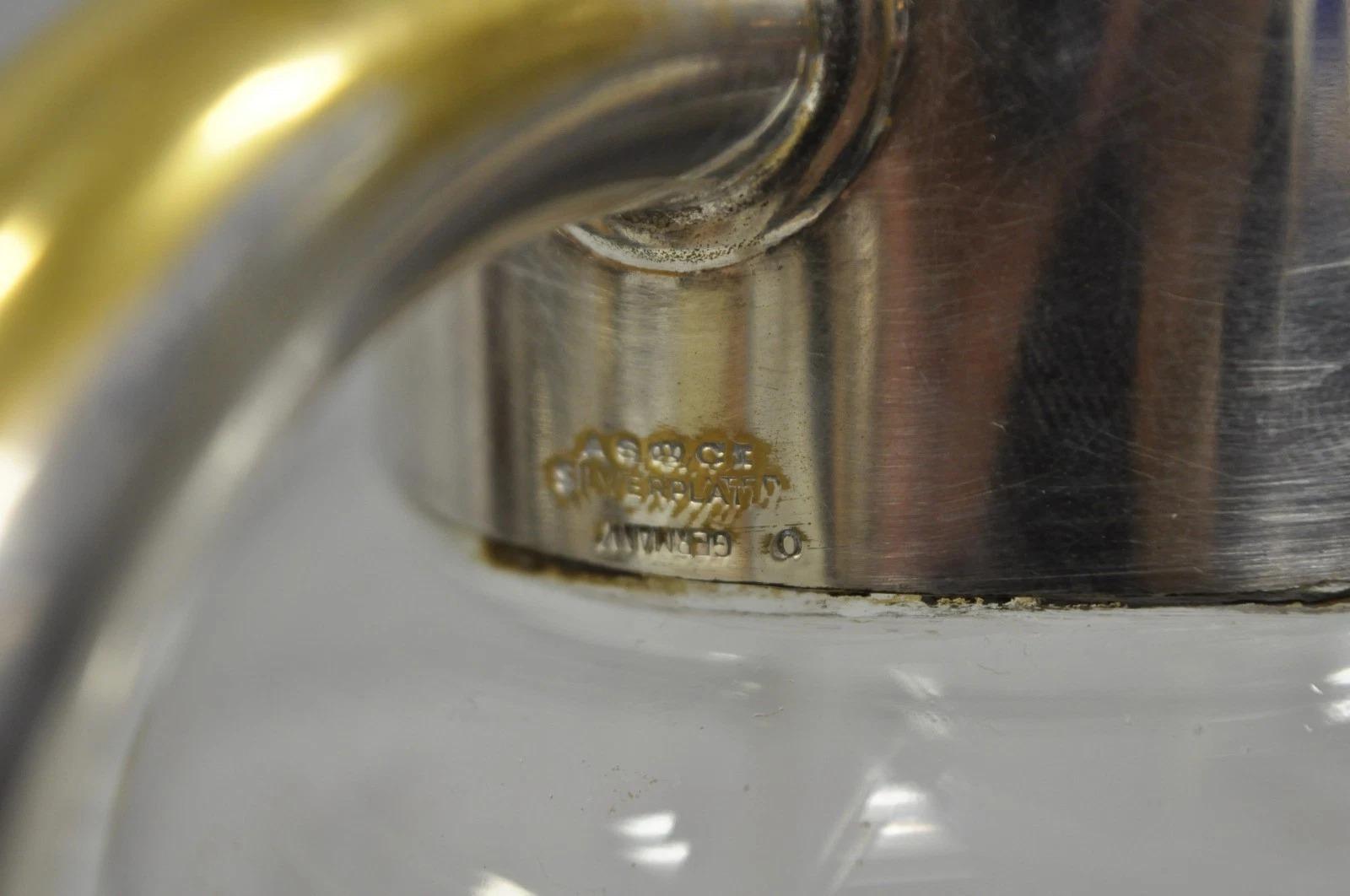 Antique Victorian German Silver Plated Cut Crystal Glass Lemonade Water Pitcher For Sale 4