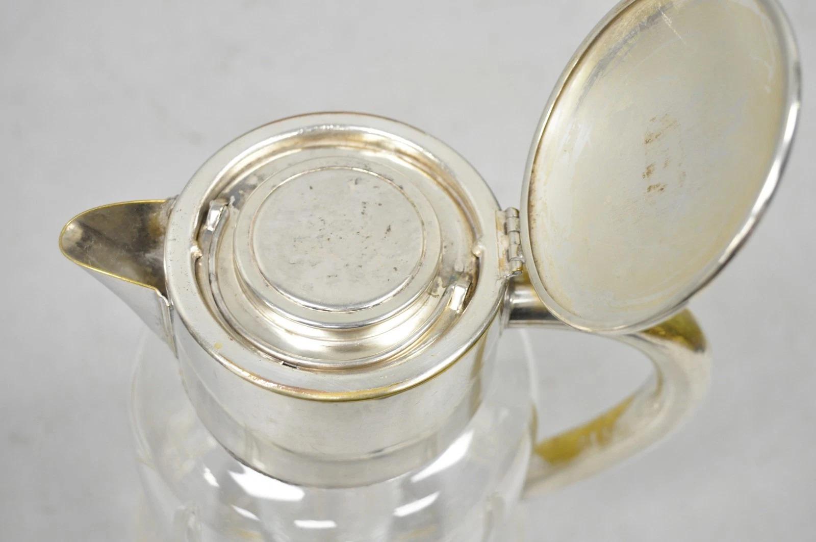 Antique Victorian German Silver Plated Cut Crystal Glass Lemonade Water Pitcher For Sale 5