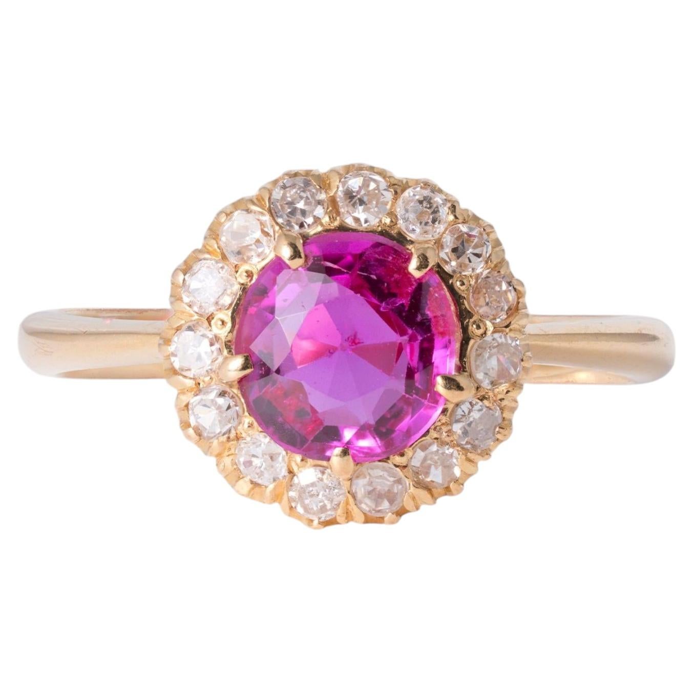 Antique Victorian GIA Certified 1.25 Carat Burma Pink Sapphire Engagement Ring