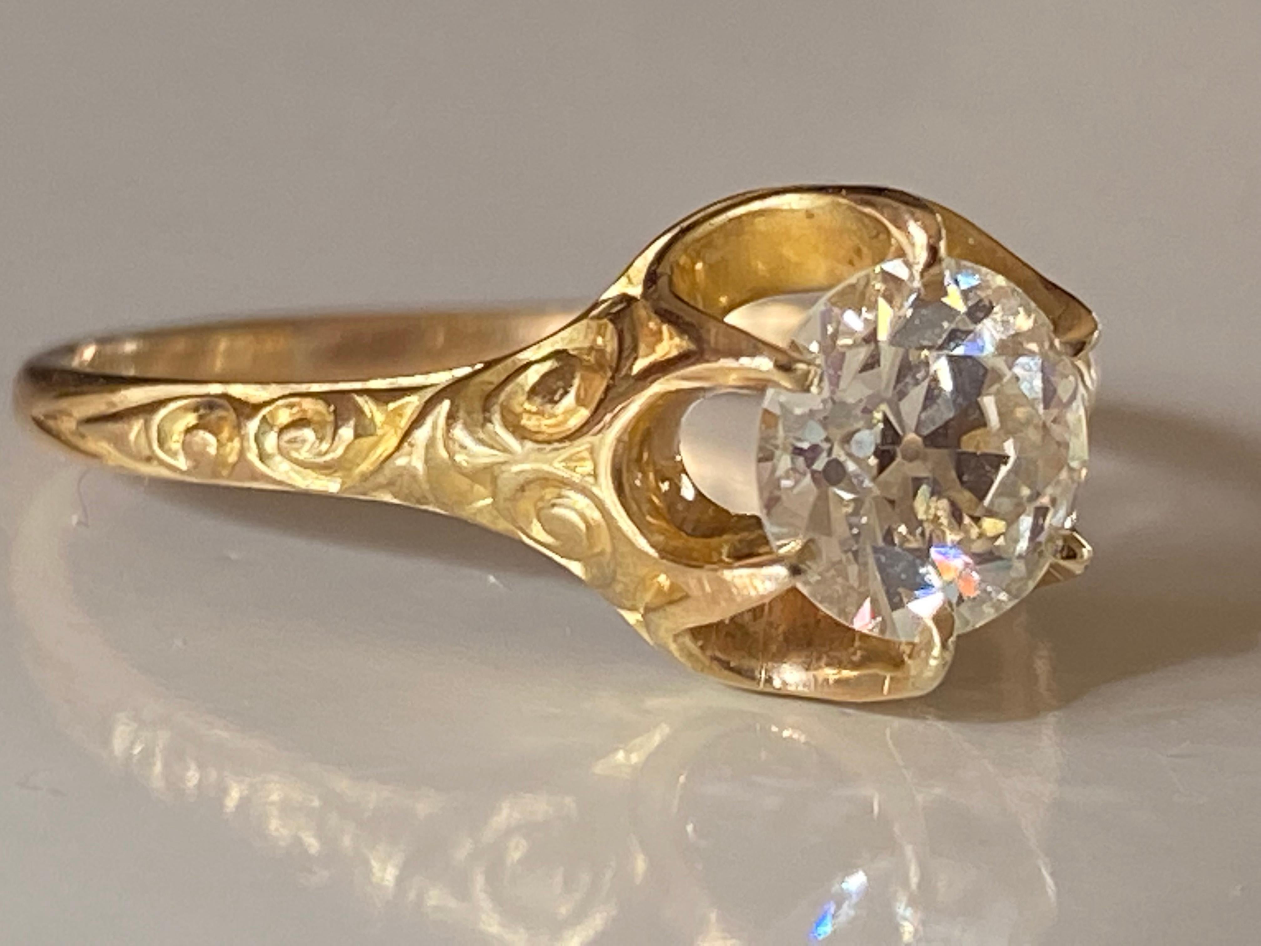 Late Victorian Antique Victorian GIA Certified Diamond Solitaire Ring For Sale