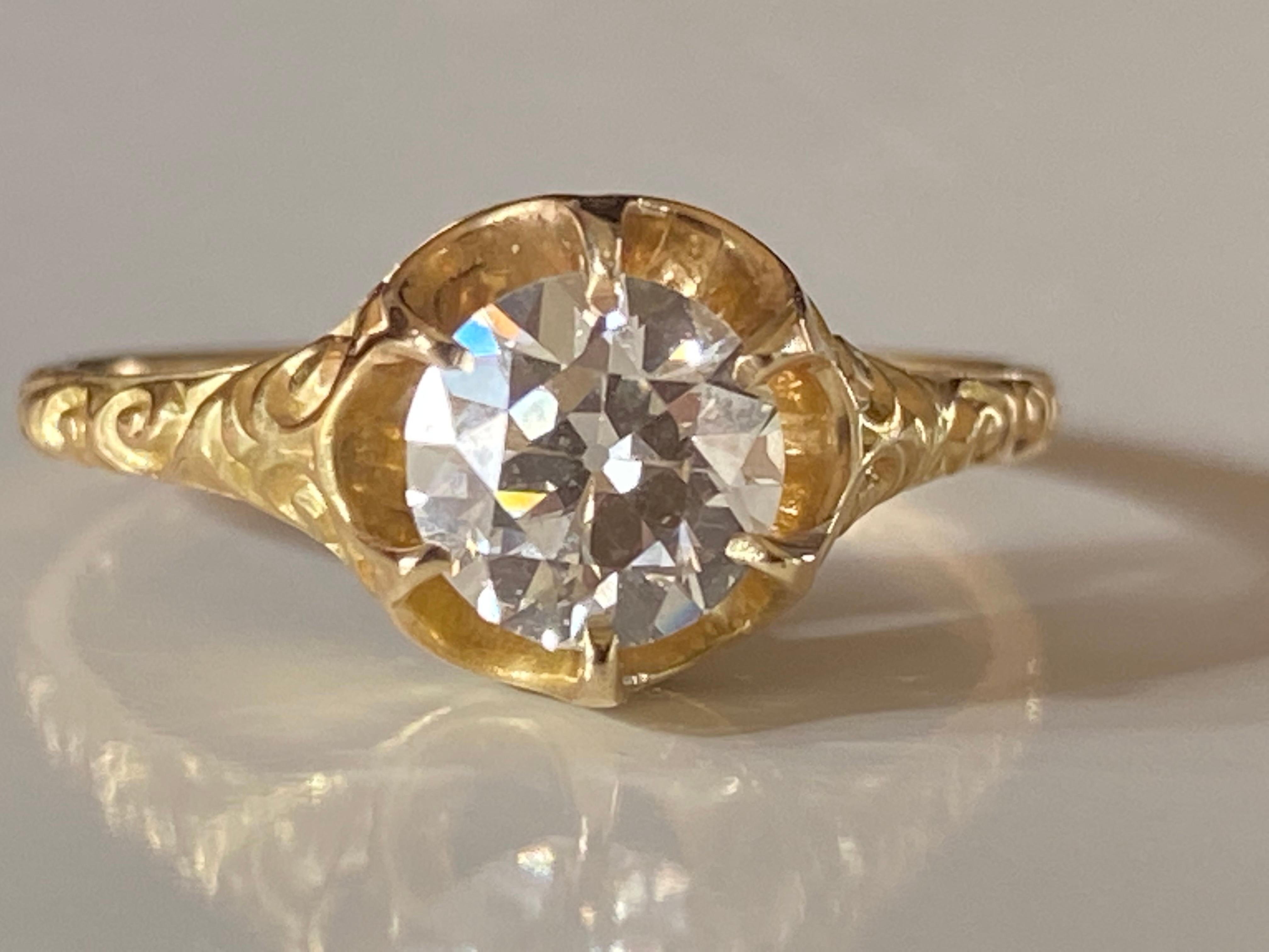 Antique Victorian GIA Certified Diamond Solitaire Ring For Sale 1