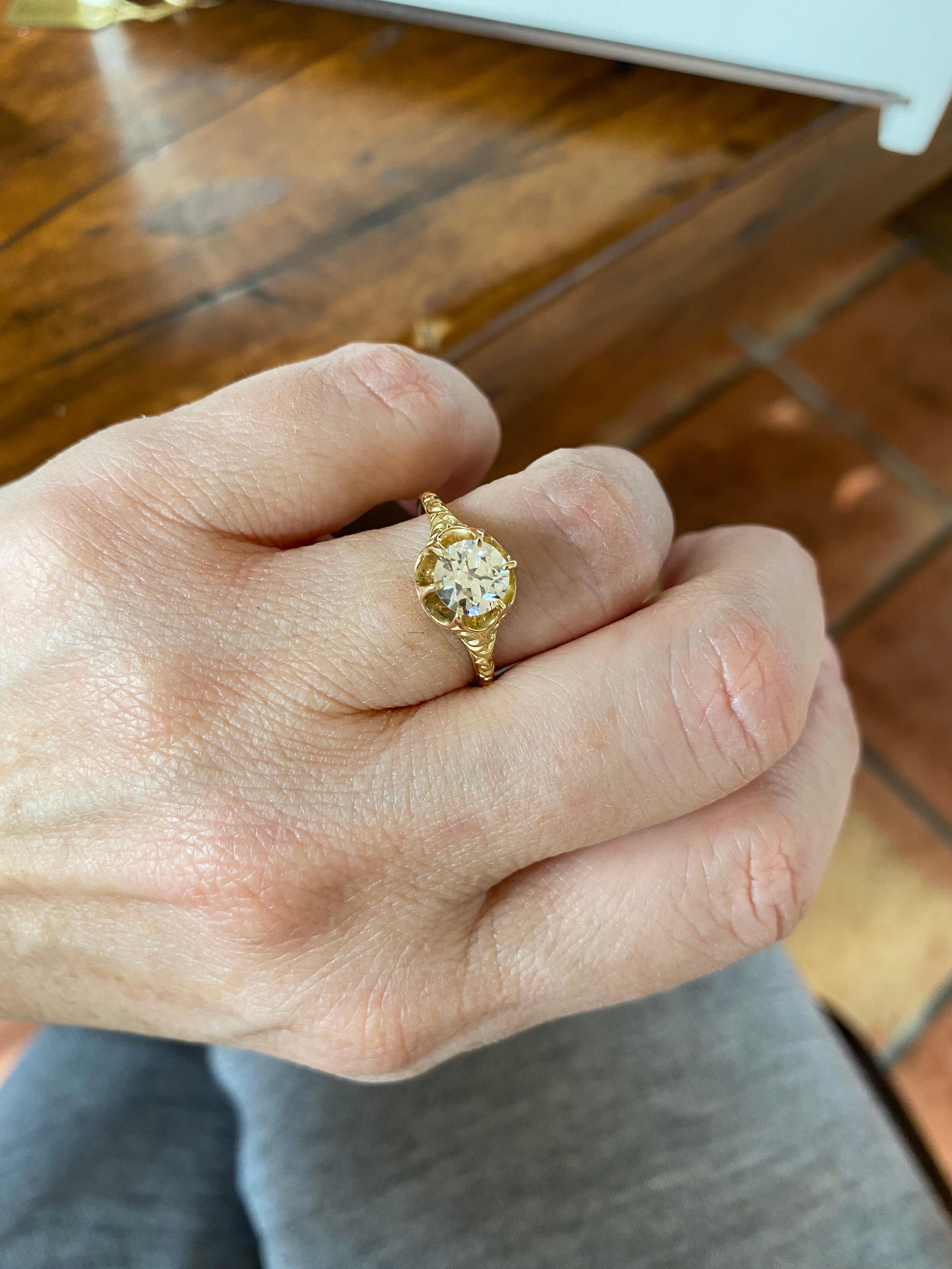 Antique Victorian GIA Certified Diamond Solitaire Ring For Sale 2