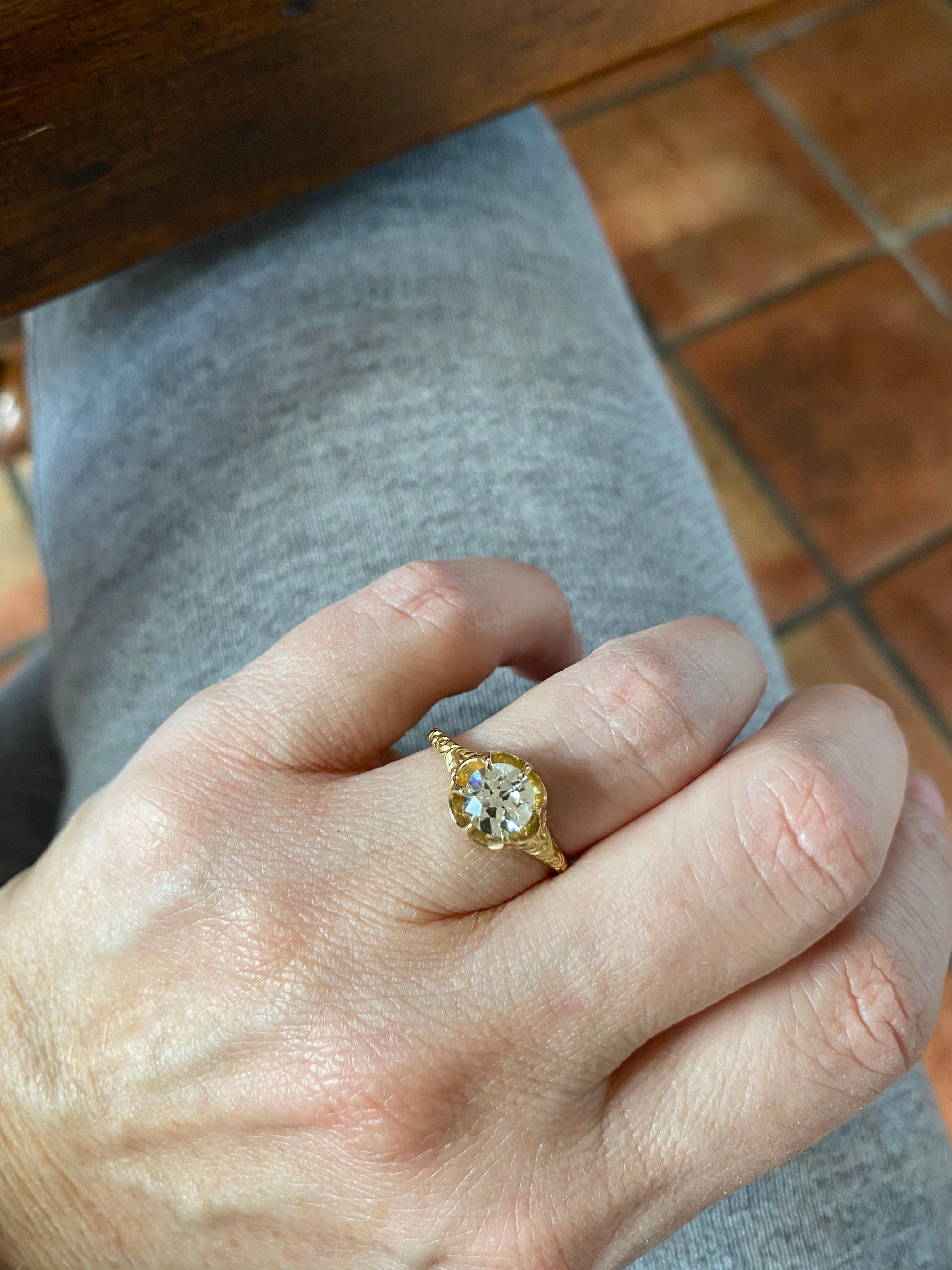 Antique Victorian GIA Certified Diamond Solitaire Ring For Sale 3