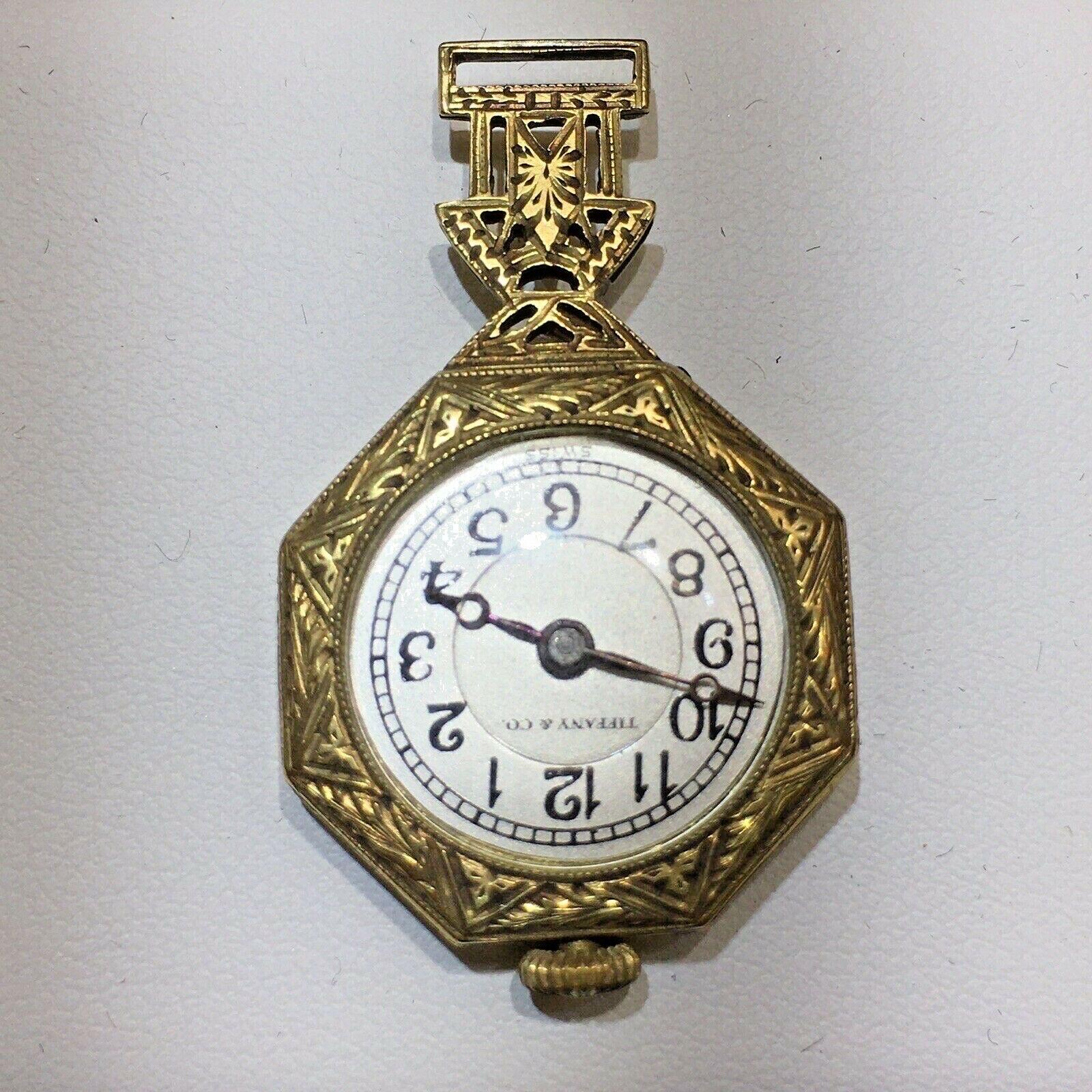 ANTIQUE Victorian Gilded Age Tiffany & Co 14 Karat Pendant Watch 1880s.

Weighing 10.3 gram

36 mm long 21 mm wide

No chain, it hangs from a ribbon, see pictures 
Seller Notes:	In good preowned condition, no damage, no dents, no evidence of repair,