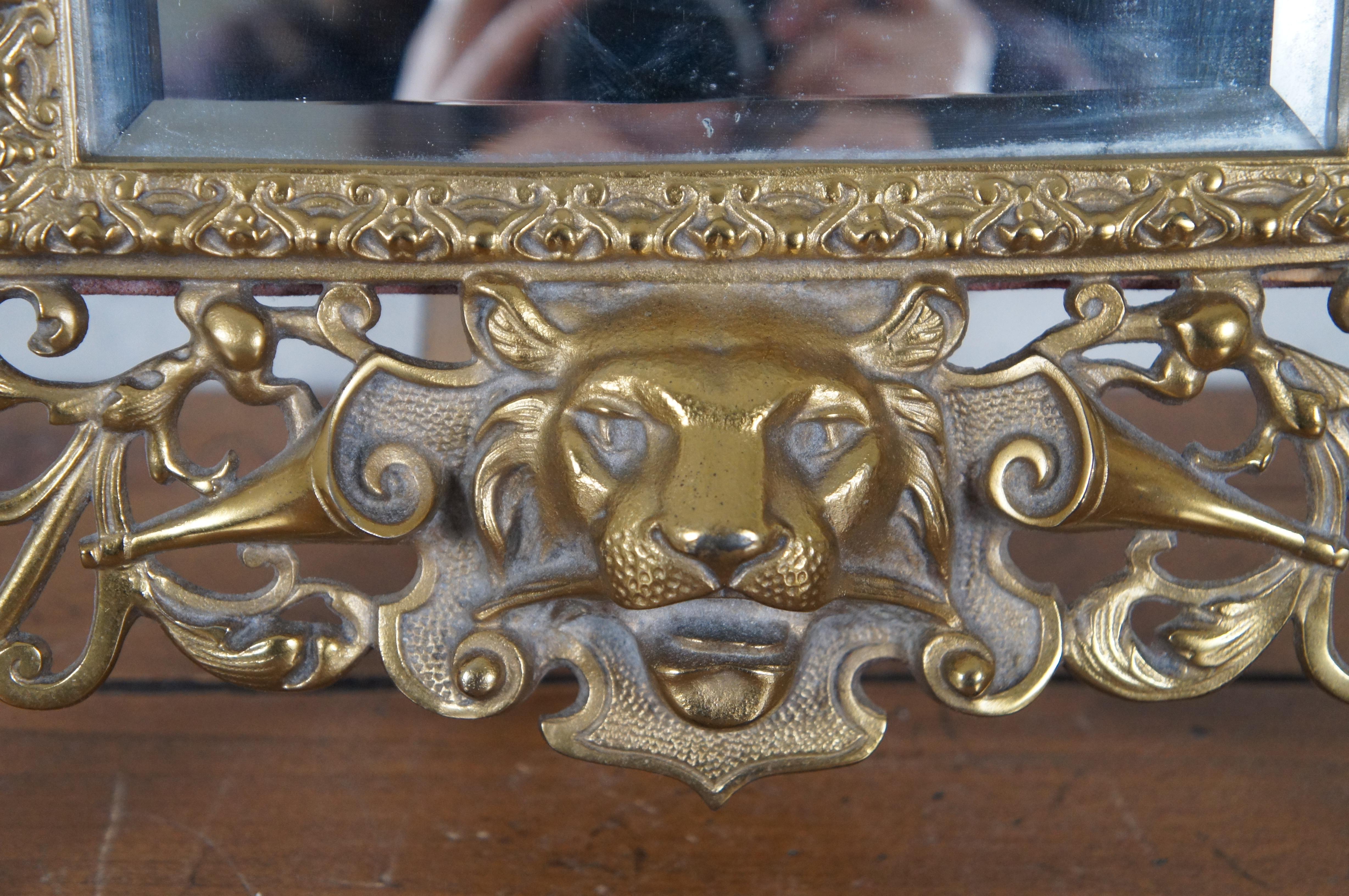 Antiker viktorianischer vergoldeter gusseiserner netzförmiger Cherub-Löwen-Schminkspiegel 21