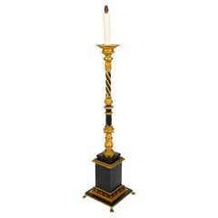 Antique Victorian Gilded & Ebonized Classical Column Standard Lamp Late 19th C