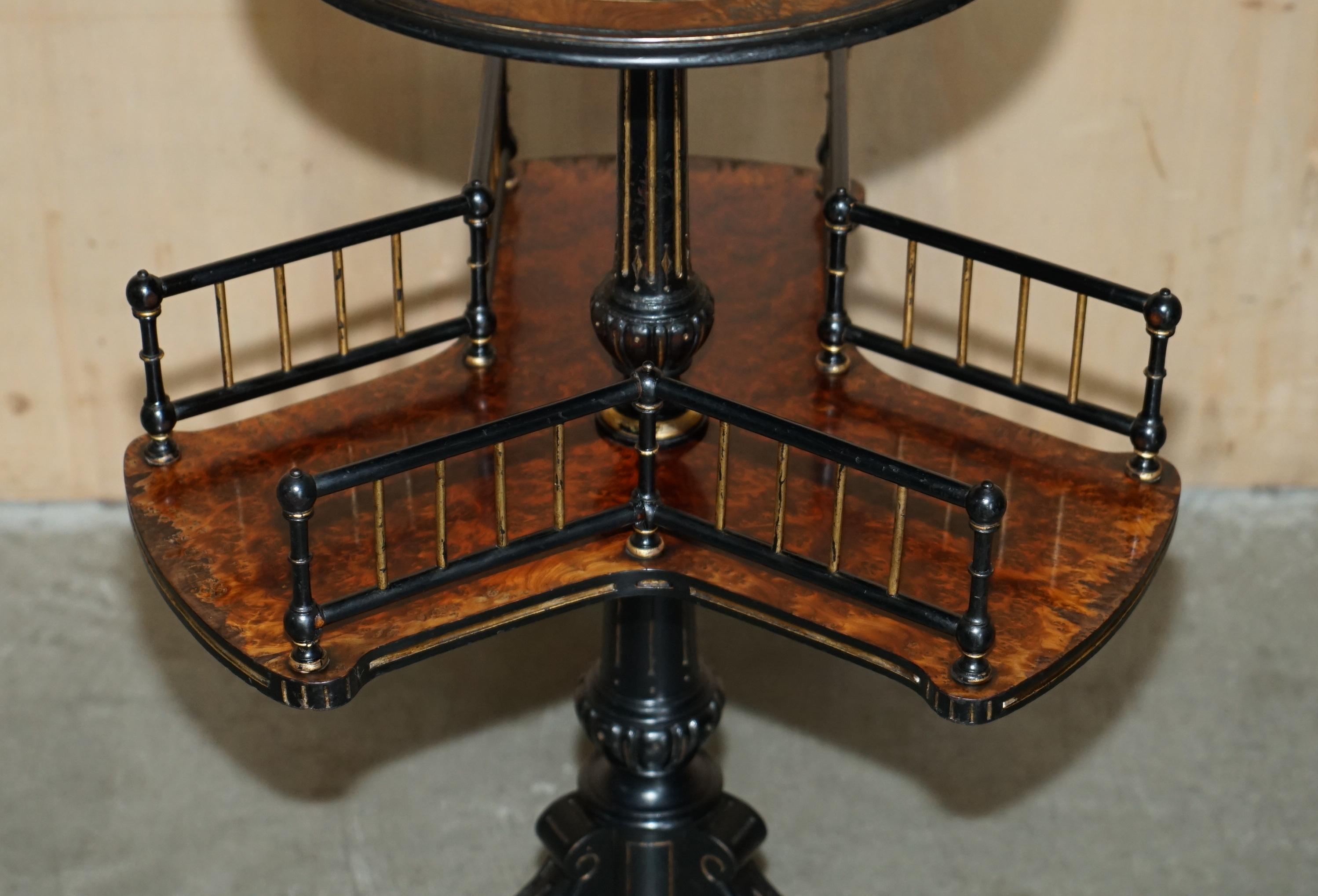 Hand-Crafted ANTIQUE VICTORIAN GILLOWS LANCASTER AESTHETiC MOVEMENT AMBOYNA WOOD BOOK TABLE For Sale