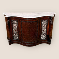 Antique Victorian Gillows Rosewood Credenza Sideboard – Serpentine Marble Top