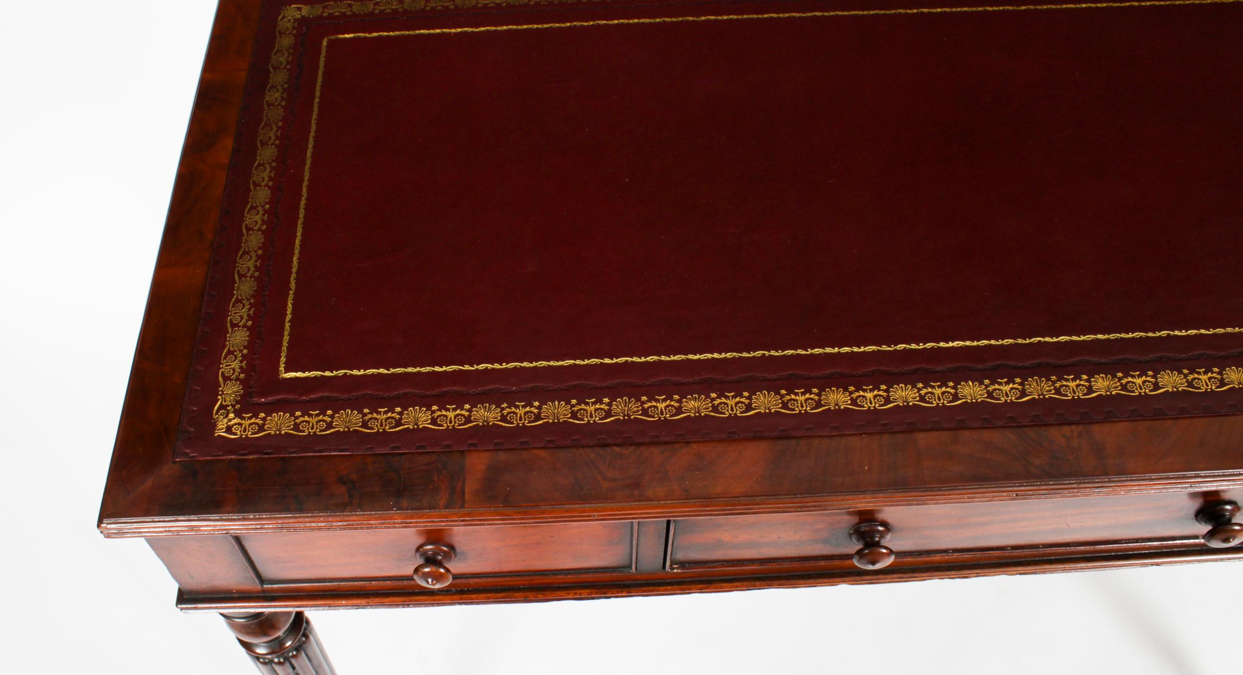 Mahogany Antique Victorian Gillows Writing Table Desk 19th Century