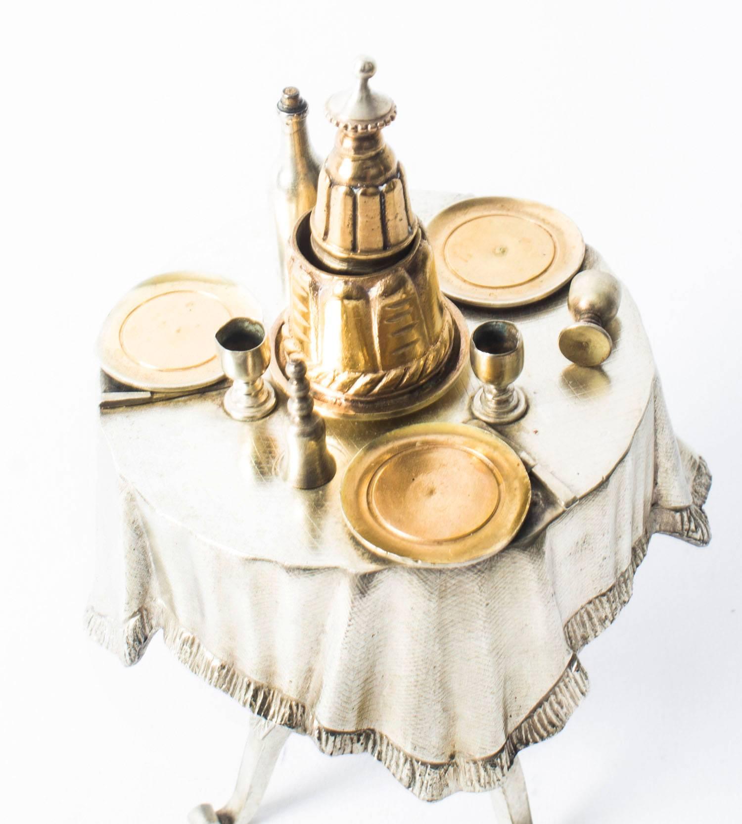 Mid-19th Century Antique Victorian Gilt and Silvered Bronze Table Bell, 19th Century