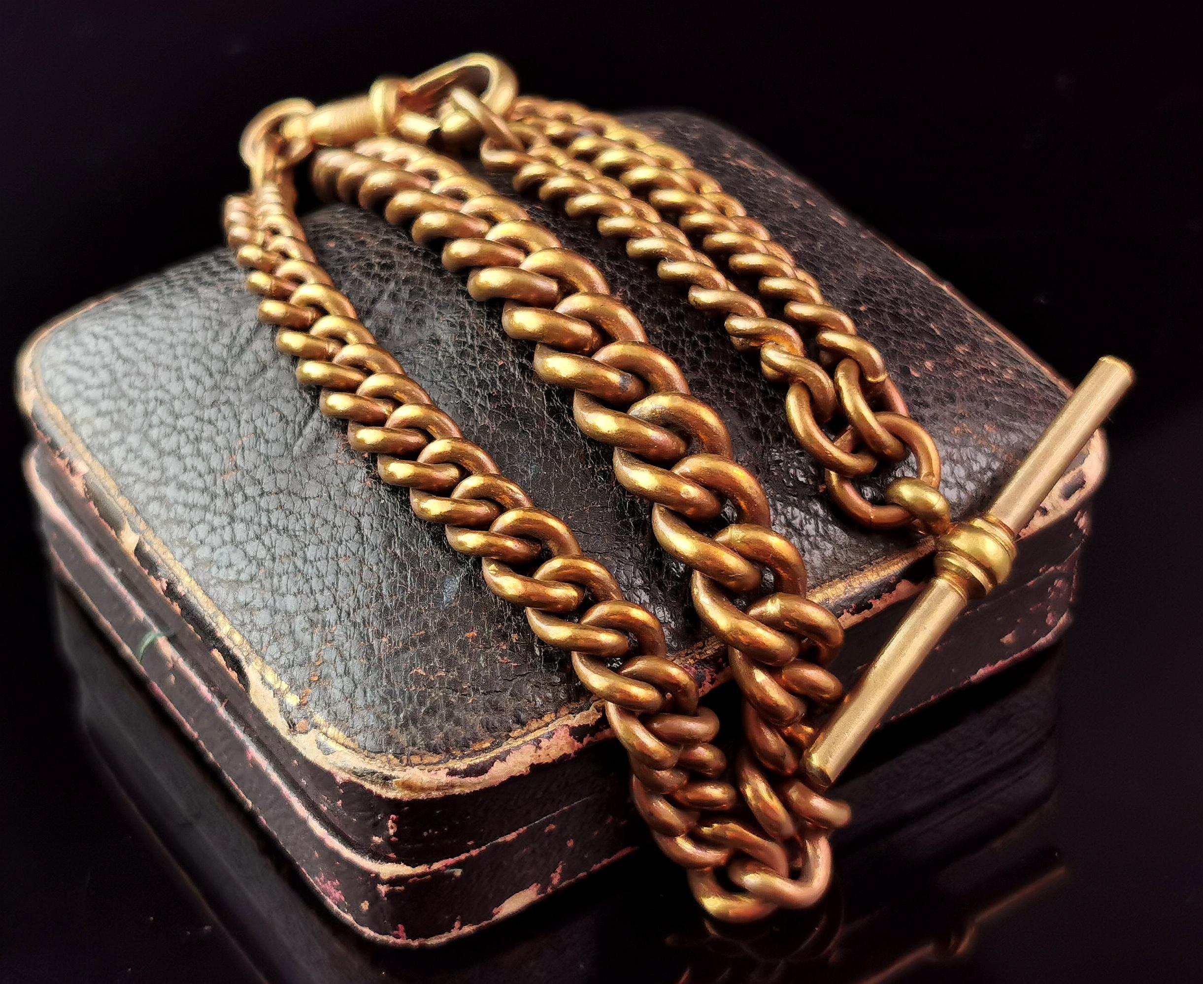 Women's or Men's Antique Victorian gilt brass Albert chain 