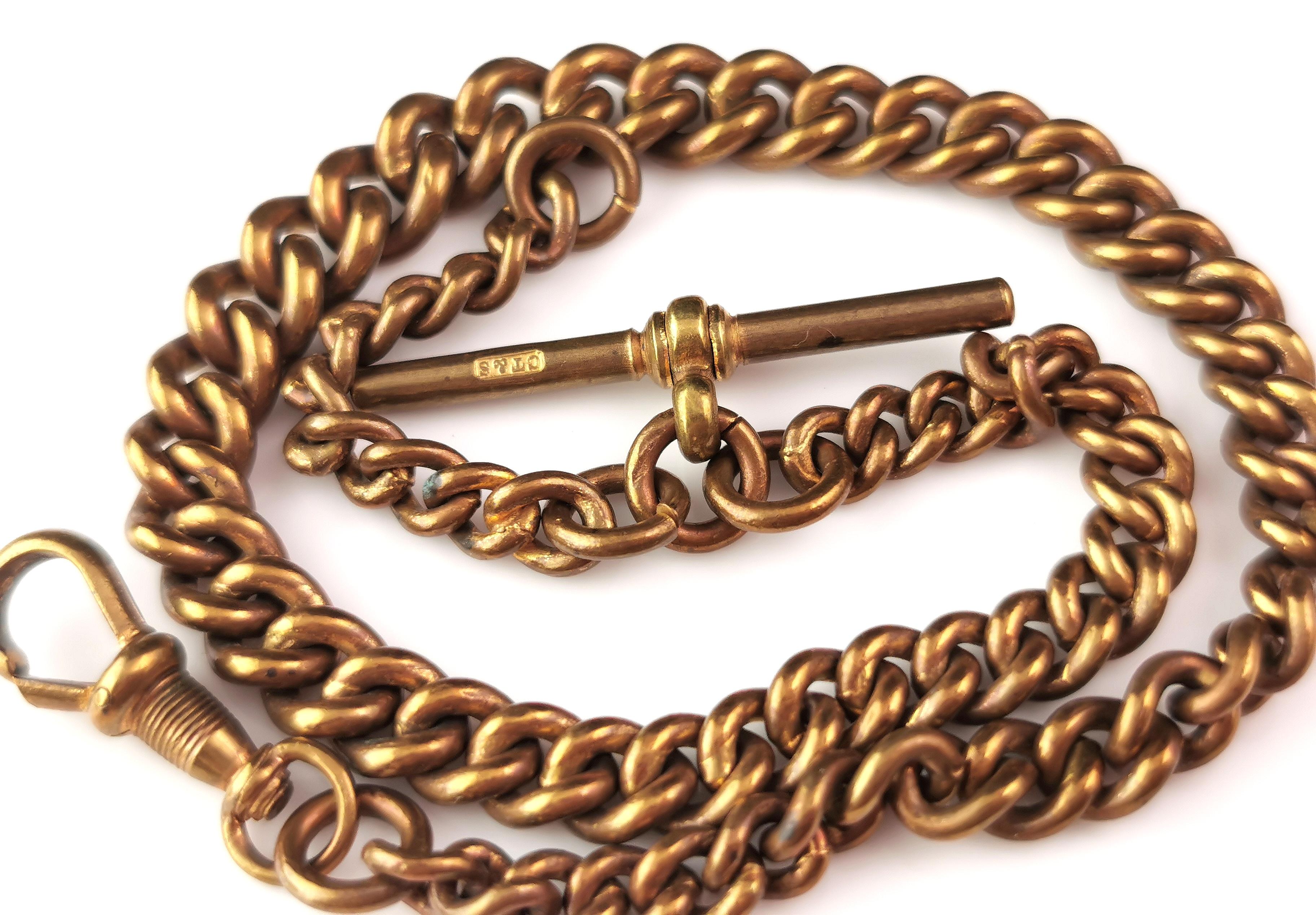 Antique Victorian gilt brass Albert chain  4