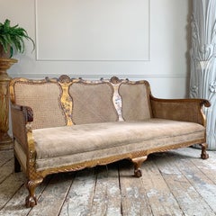 Antique Victorian Gilt Chinoiserie Bergere Suite English Circa 1885