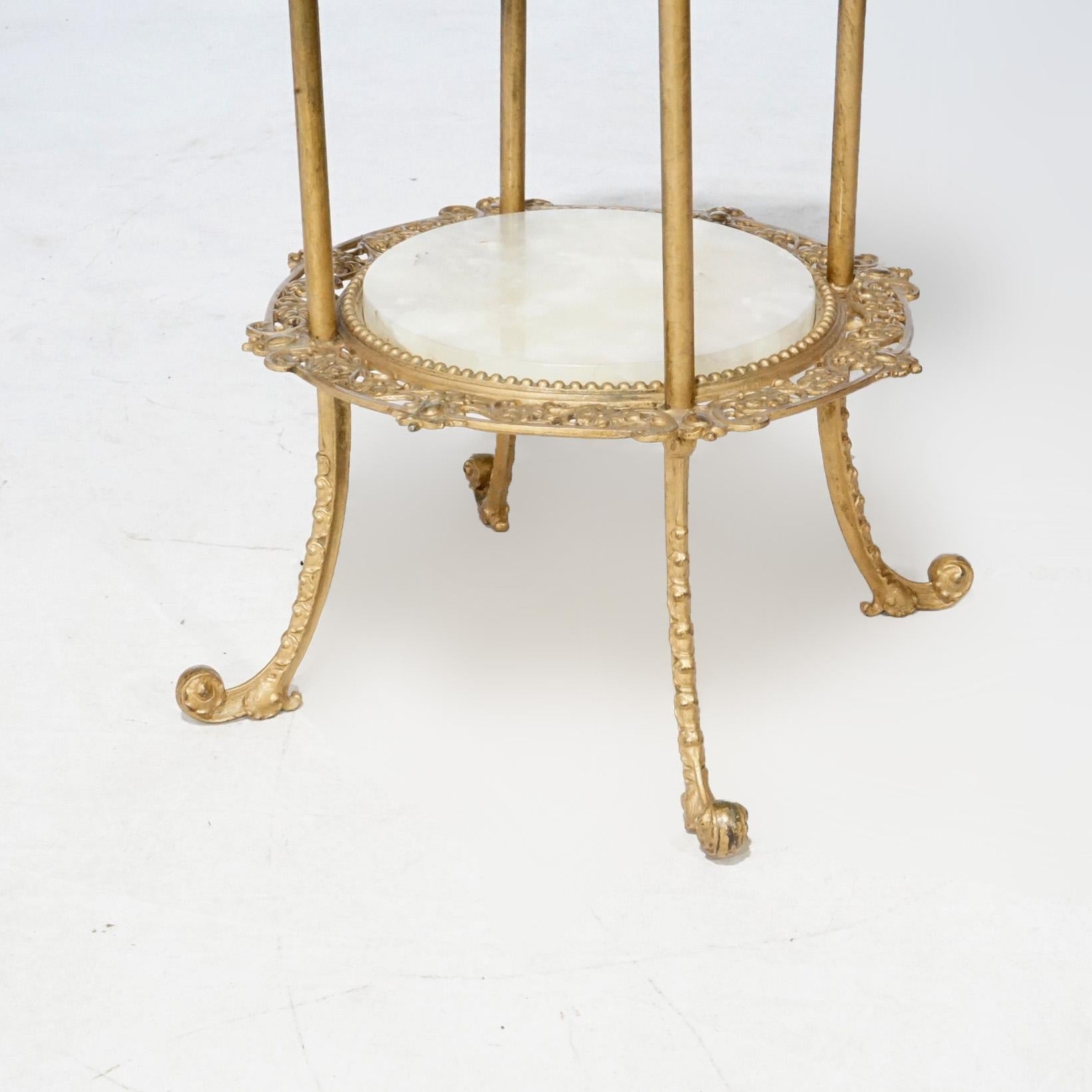 Antique Victorian Gilt Metal & Onyx Two Tiered Stand, circa 1890 For Sale 3