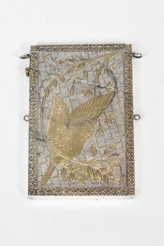 Antique Victorian Gilt Silver Plate Calling Card Holder