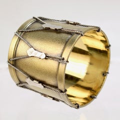 Antique Victorian Gilt Sterling Silver Drum Shaped Napkin Ring and Case