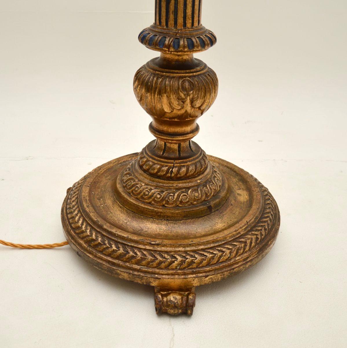 Antique Victorian Gilt Wood Floor Lamp For Sale 3