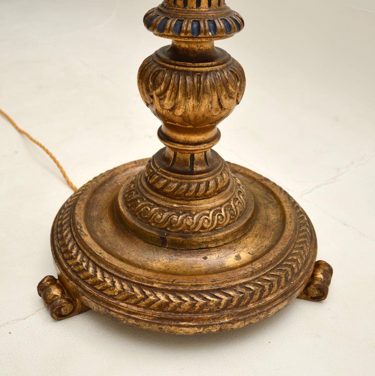 Antique Victorian Gilt Wood Floor Lamp For Sale 4