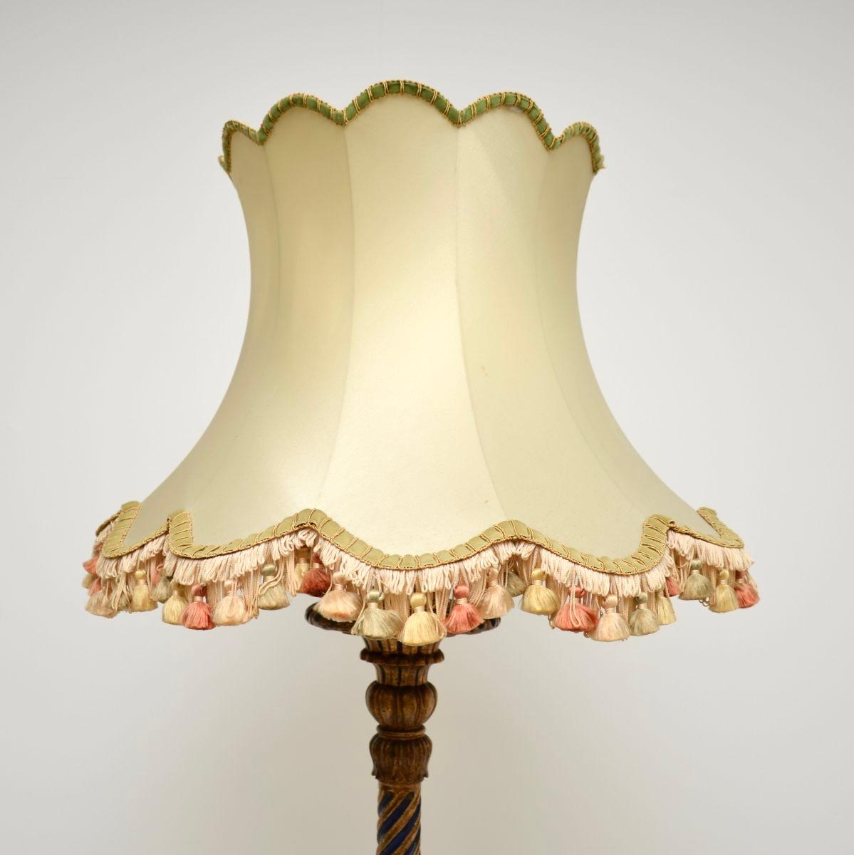 British Antique Victorian Gilt Wood Floor Lamp For Sale
