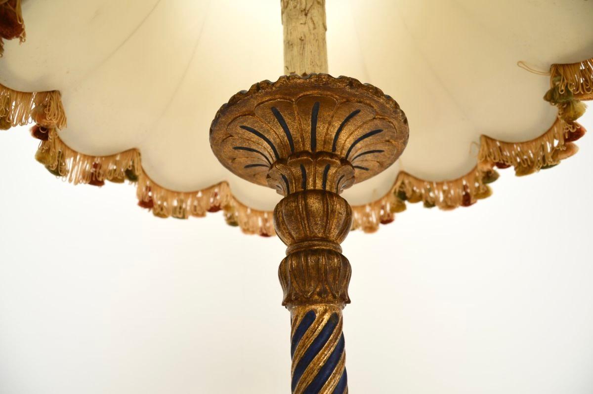 Late 19th Century Antique Victorian Gilt Wood Floor Lamp For Sale