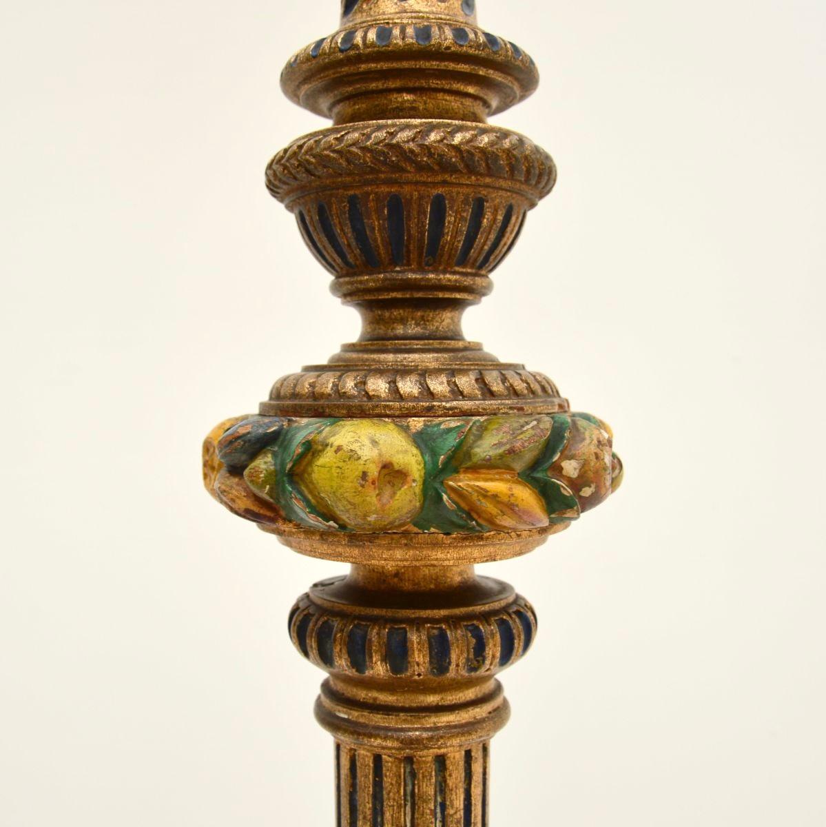 Giltwood Antique Victorian Gilt Wood Floor Lamp For Sale