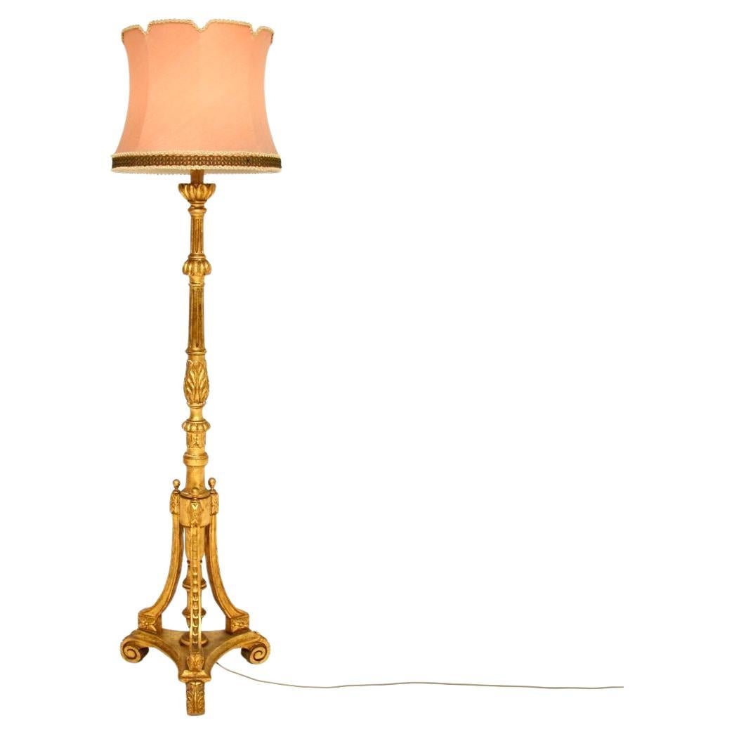 Antique Victorian Gilt Wood Floor Lamp
