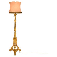 Lampadaire victorien ancien en bois doré