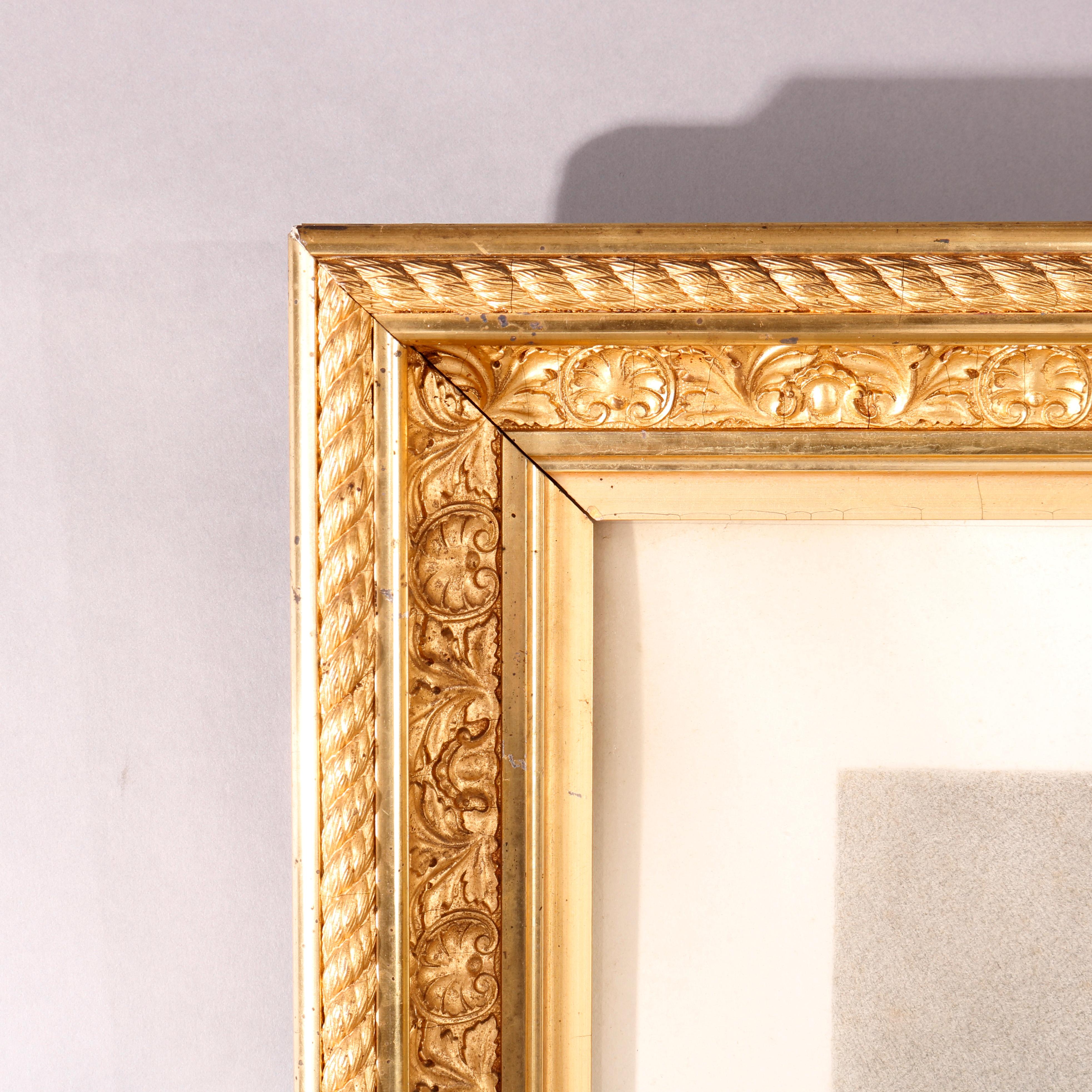 Antique Victorian Giltwood Frame with Portrait, circa 1880 In Good Condition For Sale In Big Flats, NY