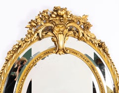 Antique Victorian Giltwood Oval Cushion Mirror 19th Century 123x96cm