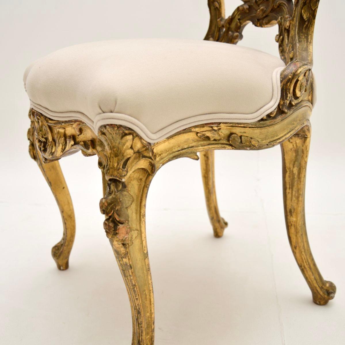 Antique Victorian Giltwood Side Chair 5