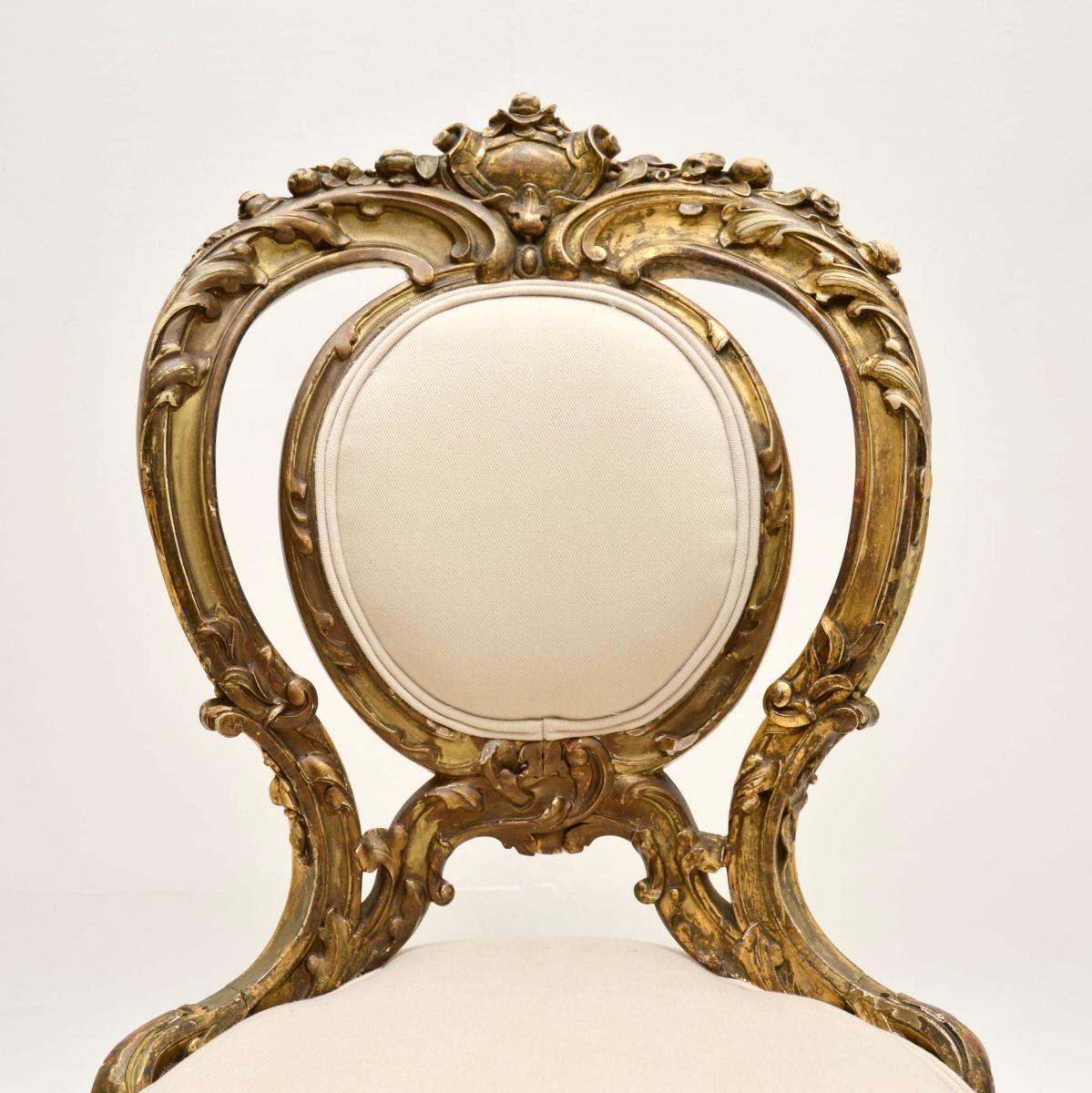Early Victorian Antique Victorian Giltwood Side Chair