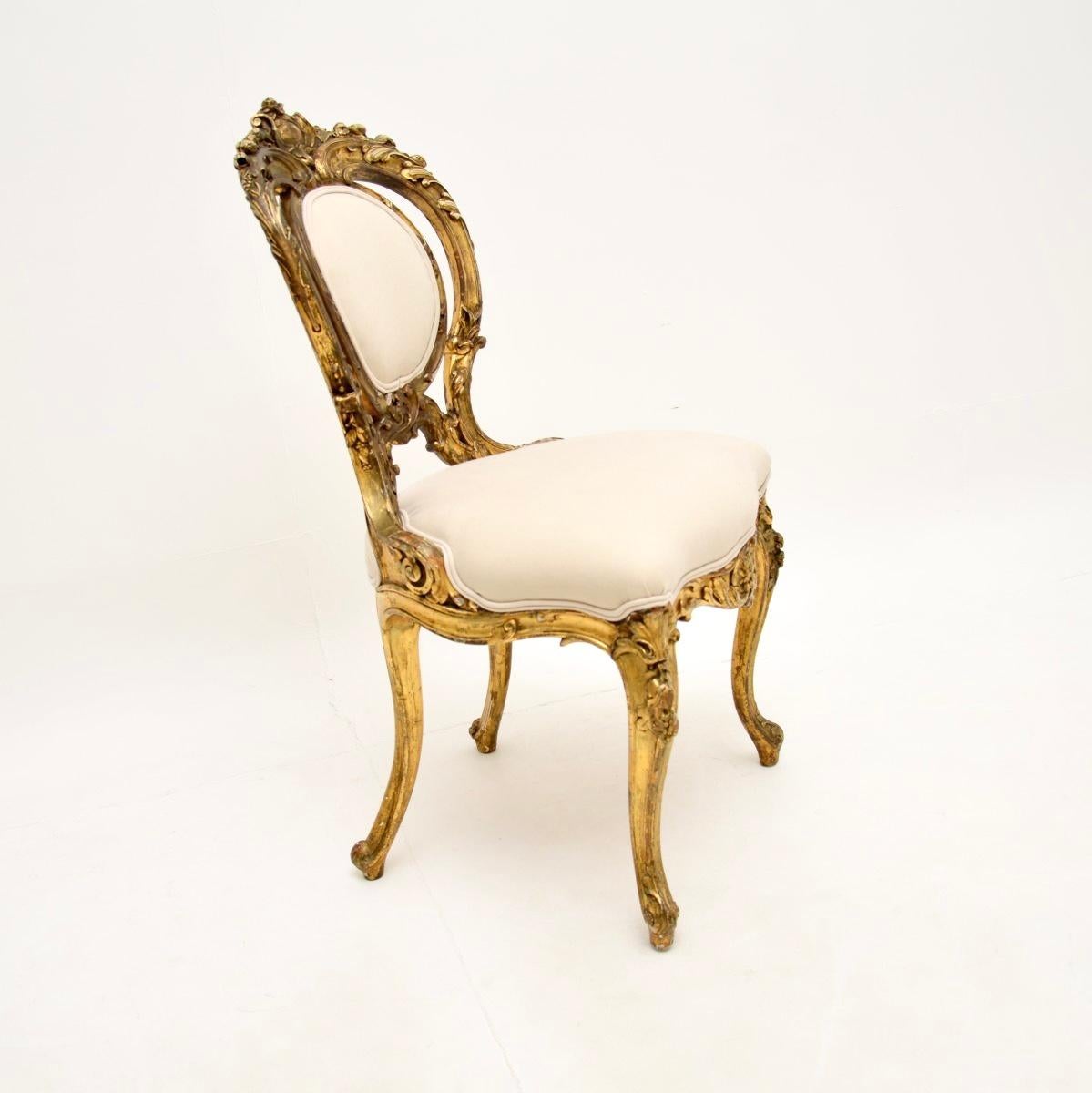 British Antique Victorian Giltwood Side Chair