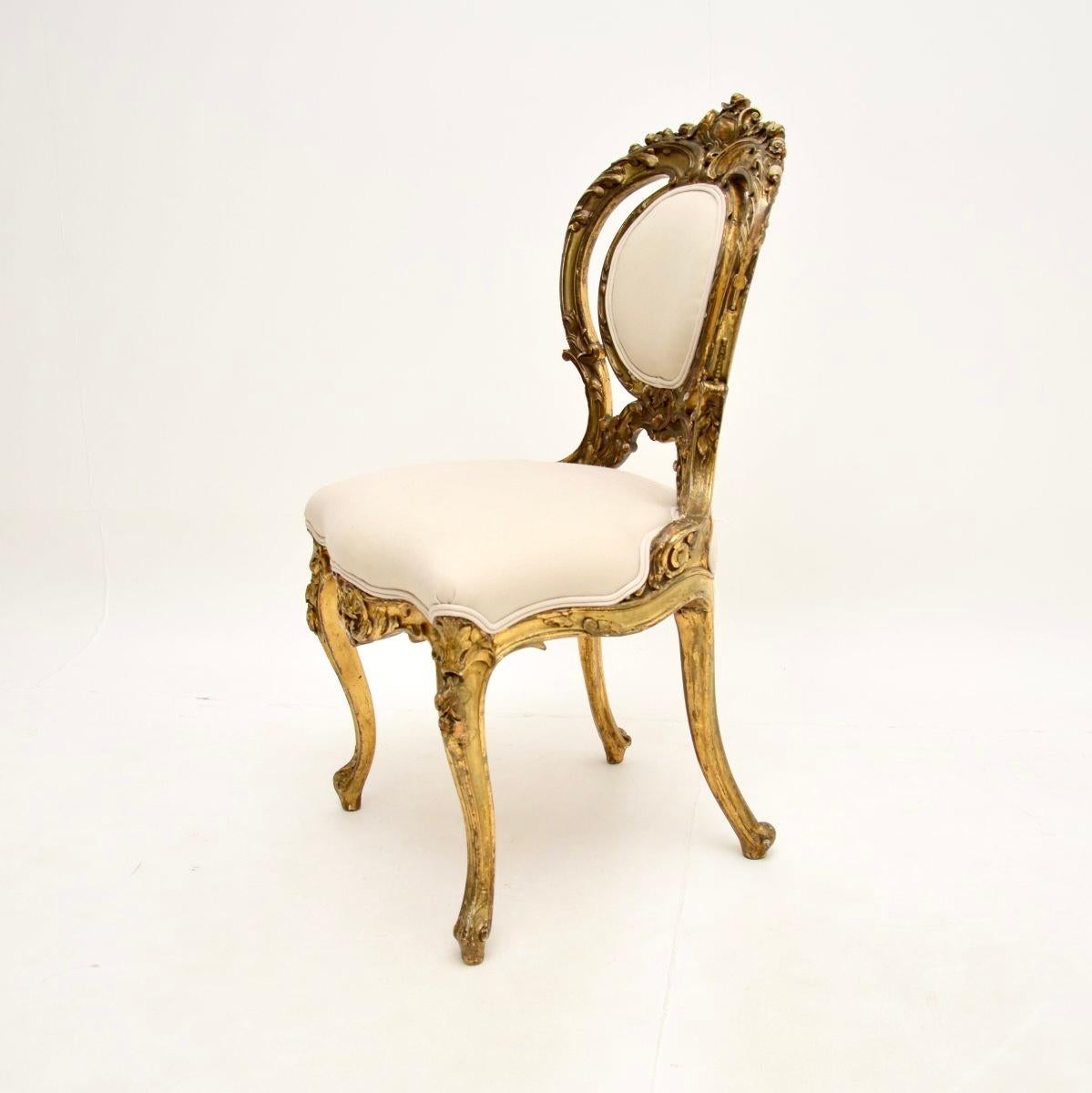 Antique Victorian Giltwood Side Chair In Good Condition In London, GB