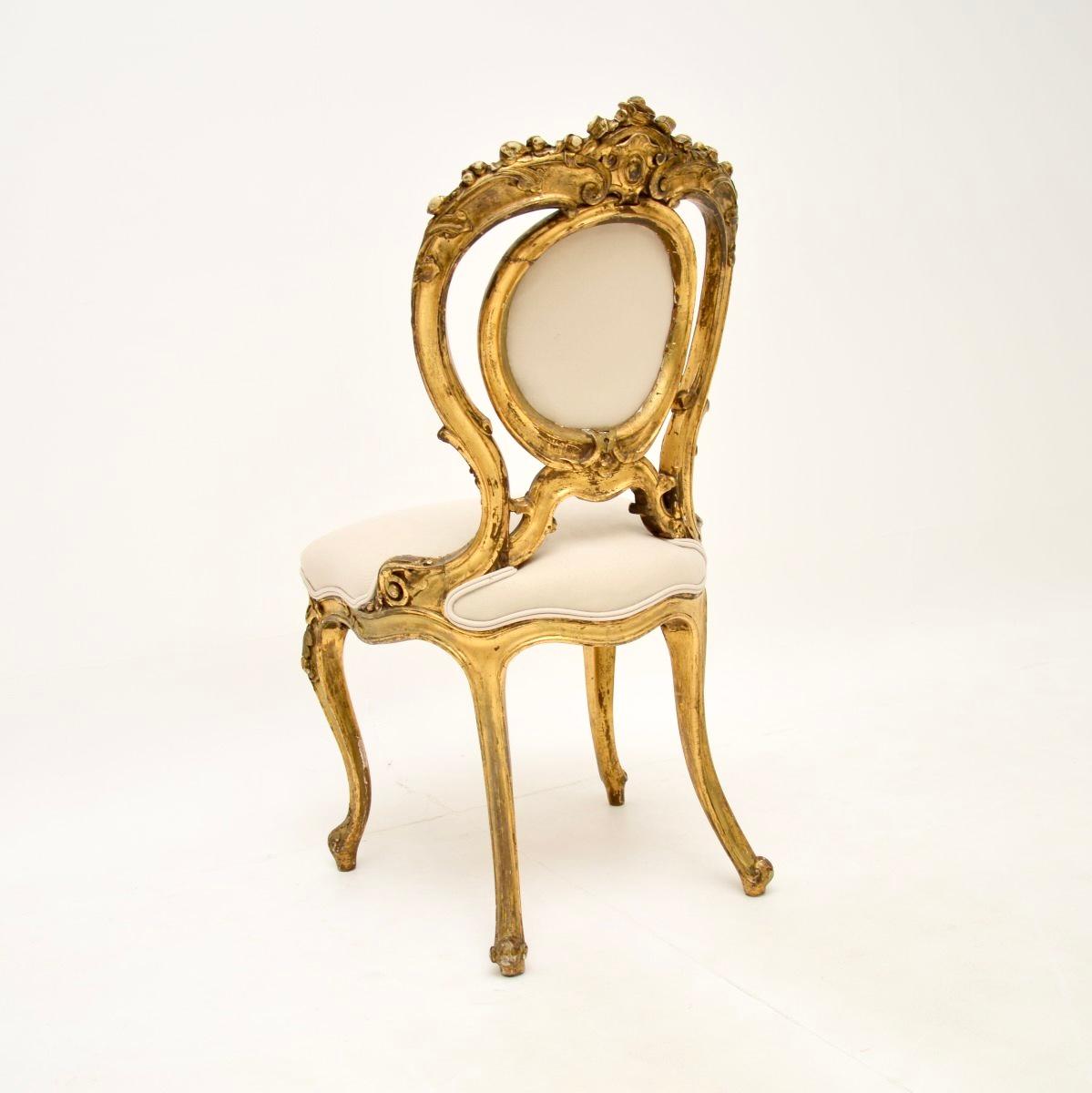 Mid-19th Century Antique Victorian Giltwood Side Chair