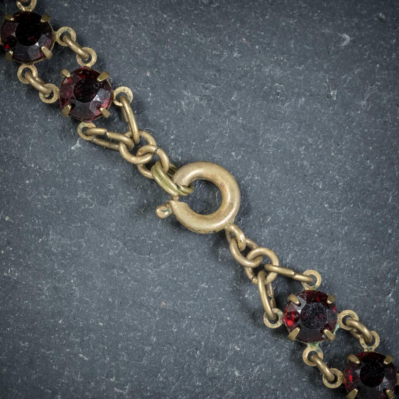 Antique Victorian Glass Garnet Riviere Necklace, circa 1900 2