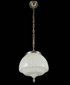 Antique Victorian Glass Globe Pendant Light Nickel Finish Hardware