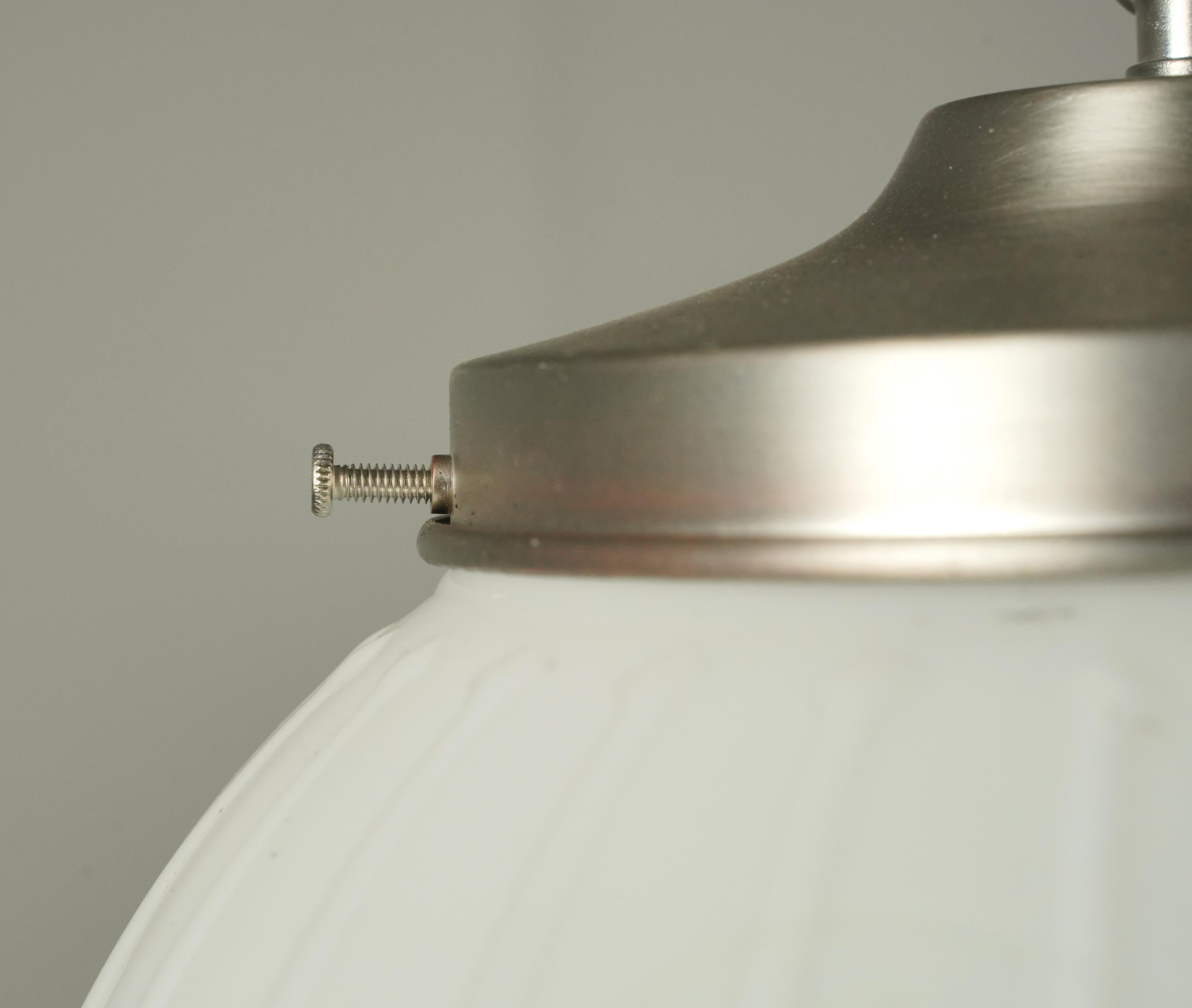 Antique Victorian Glass Globe Pendant Light Nickel Finish Hardware For Sale 1