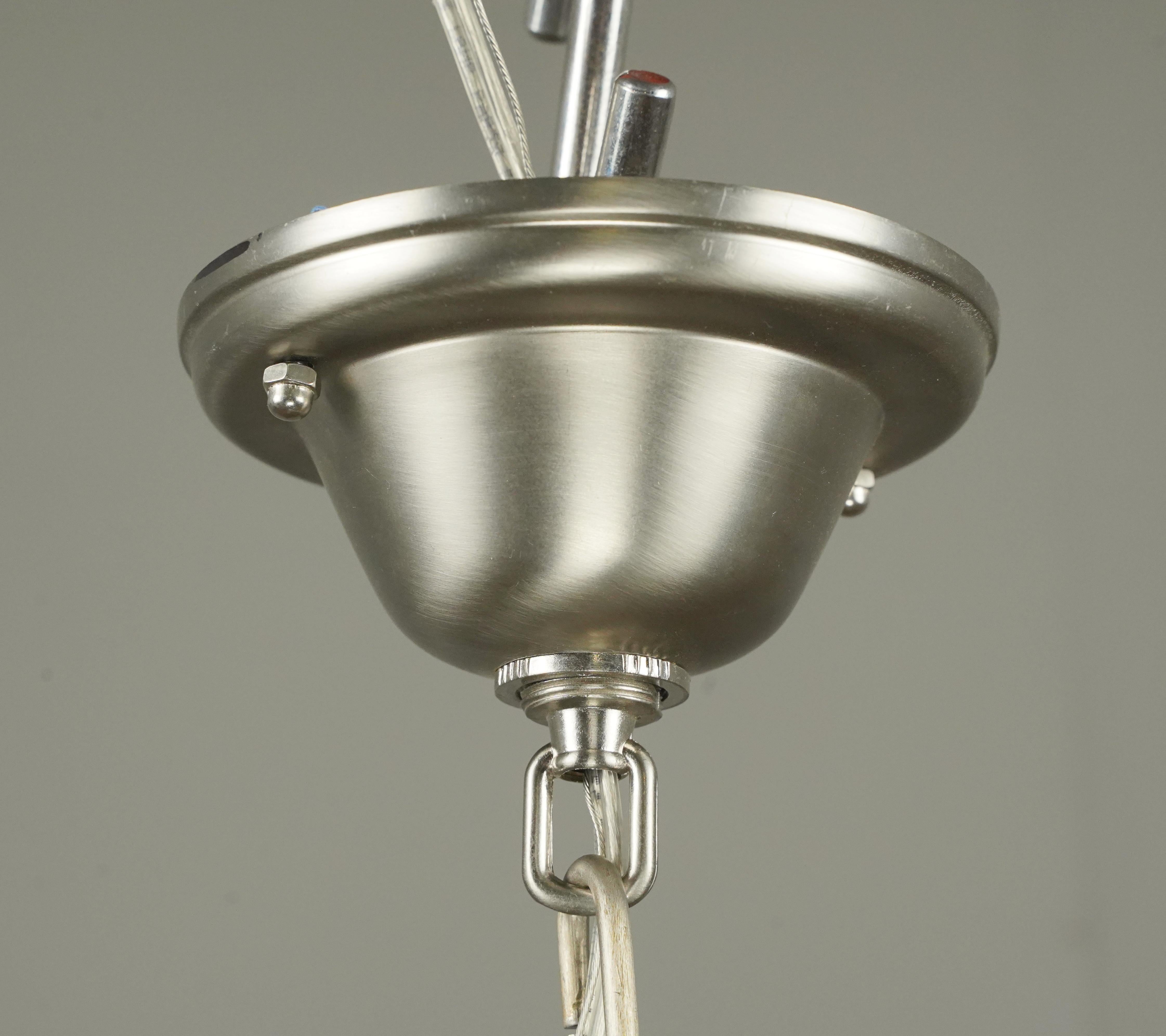Antique Victorian Glass Globe Pendant Light Nickel Finish Hardware For Sale 2