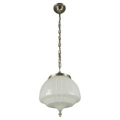 Antigua Lámpara Colgante Victoriana Globe Lighting de Cristal Acabado Níquel Herrajes
