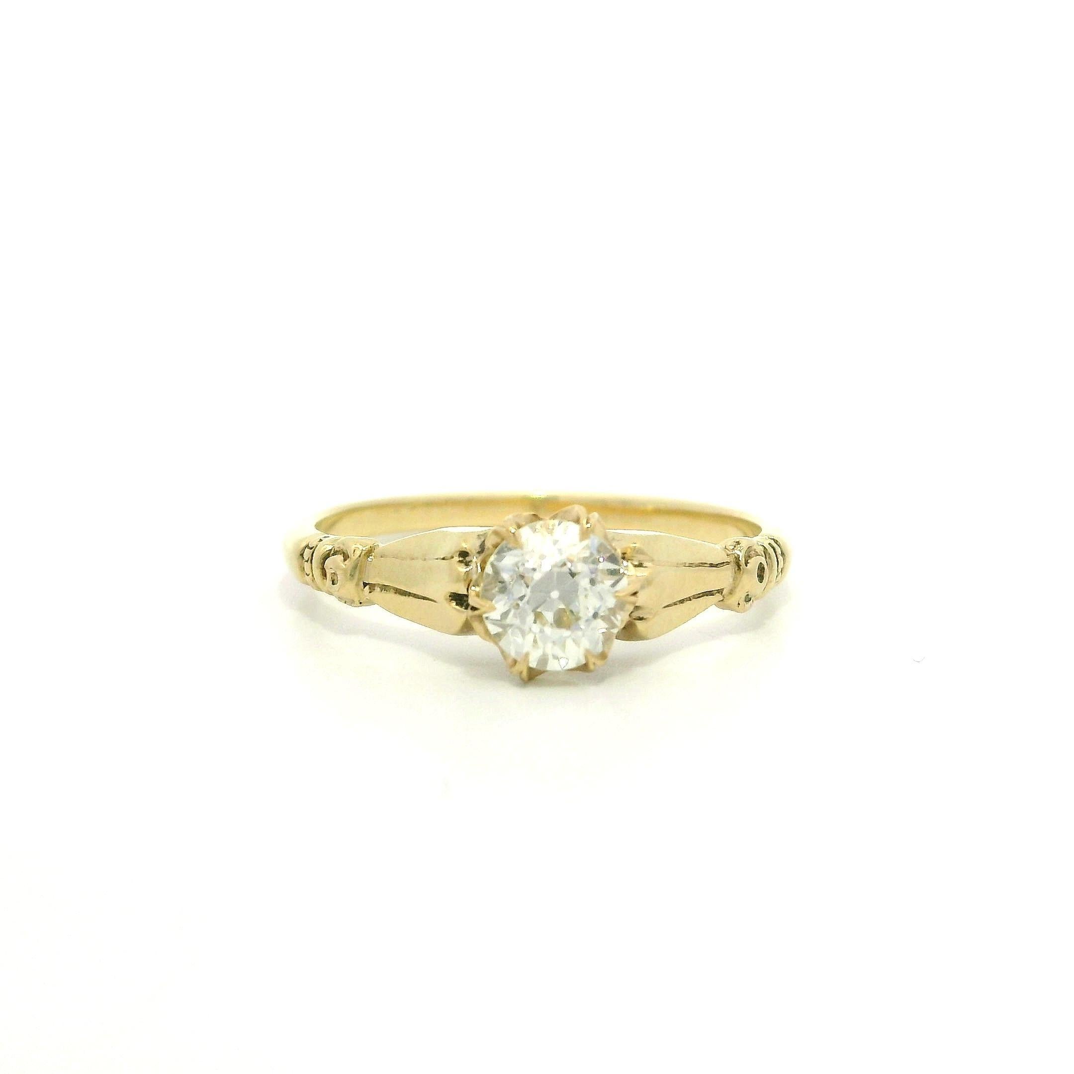 Bague de fiançailles solitaire en or victorien ancien de 0,56 ct de diamant vieux européen en vente 4