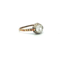 Antiker viktorianischer Gold 1,25ct Old Mine Cut Diamant Solitär Verlobungsring