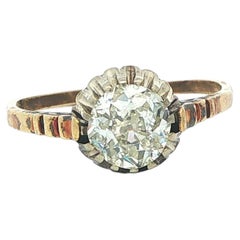 Antiker viktorianischer Gold 1,25ct Old Mine Cut Diamant Solitär Verlobungsring