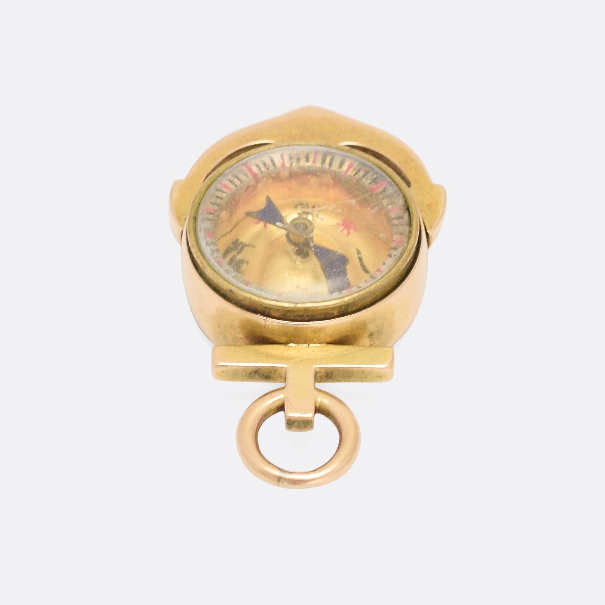 antique gold compass necklace