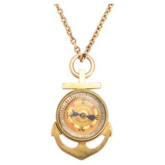 Antique Victorian Gold Anchor Compass Pendant Necklace